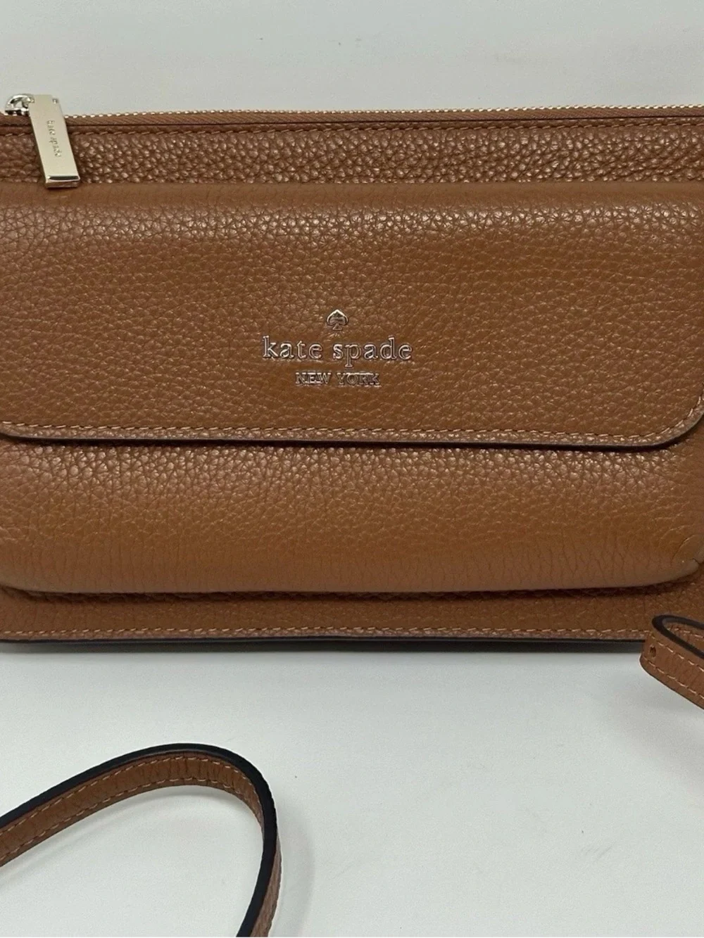 Kate Spade Small Flap Crossbody Bag Leila Warm Ginge Brown Leather